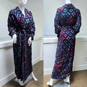Vintage 50s Stan Herman for Herbcraft Chenille Satin Paisley Art Deco Housecoat